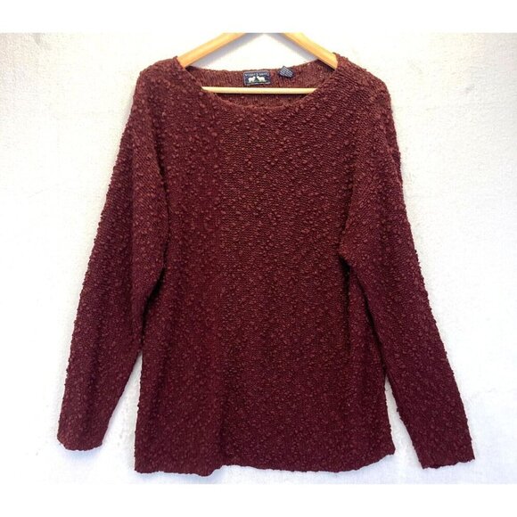 Vintage Woods & Gray Bubble Knit Sweater Womens Size Medium Chunky Mahogany Red - Picture 1 of 16